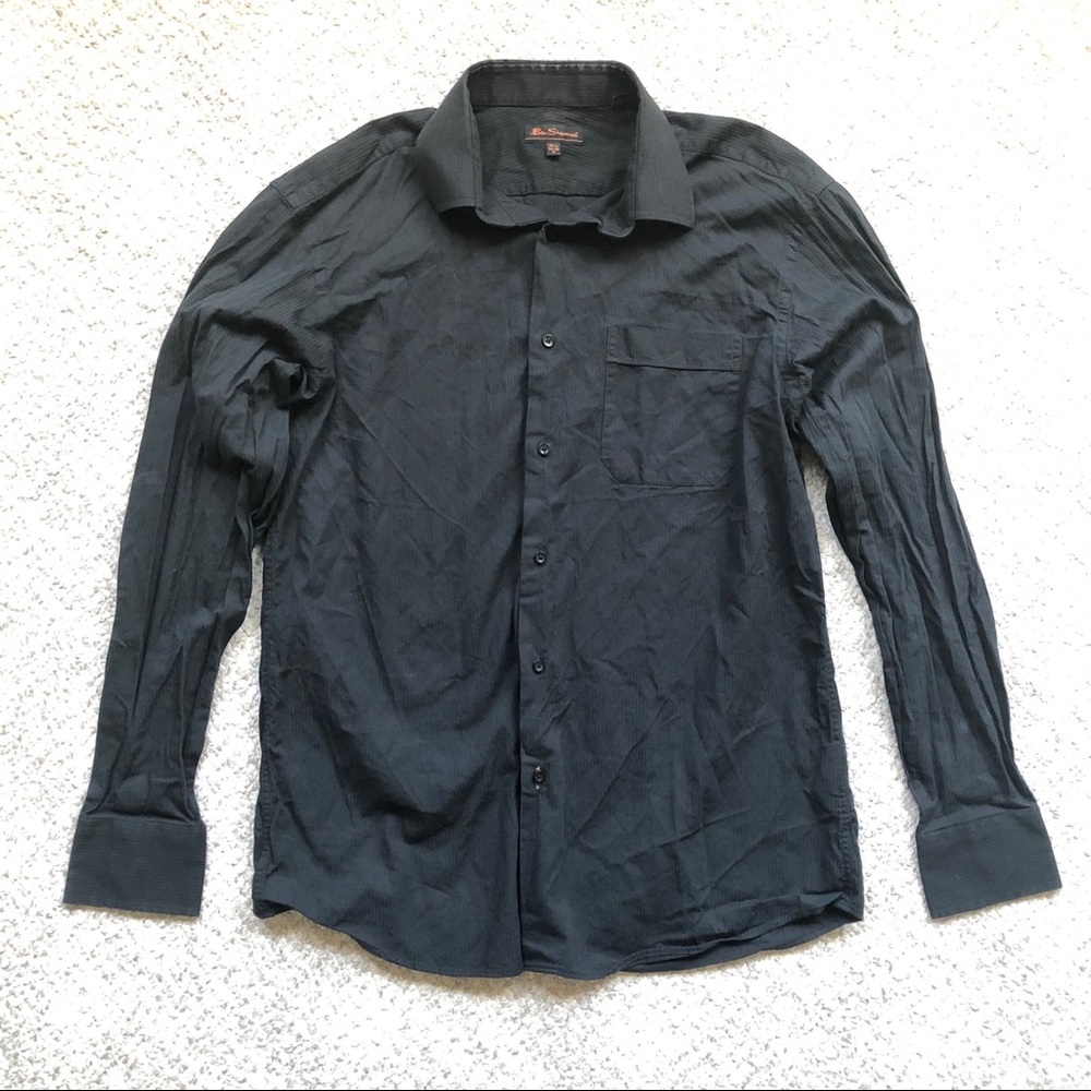 Ben Sherman Black Casual Button Dress Shirt 15.5 / 34-35 Men's Medium - Picture 2 of 14